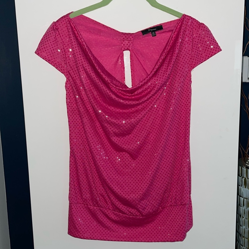 Express Pink Sparkly Too Bow Back Open Back Size XS